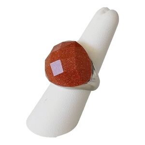Dome Goldstone sunstone ring checkerboard cut size 7.5